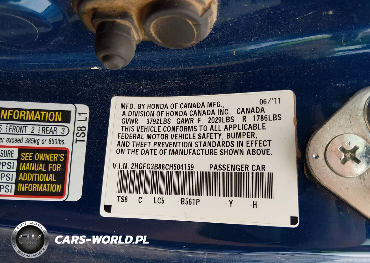 2012 Honda Civic Ex VIN:2HGFG3B88CH504159 - 9