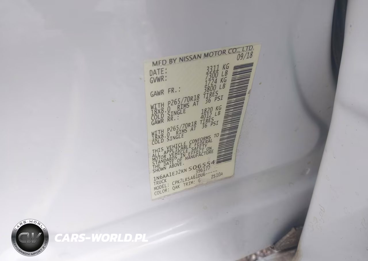 2019 Nissan Titan S VIN:1N6AA1EJ2KN506554 - 9