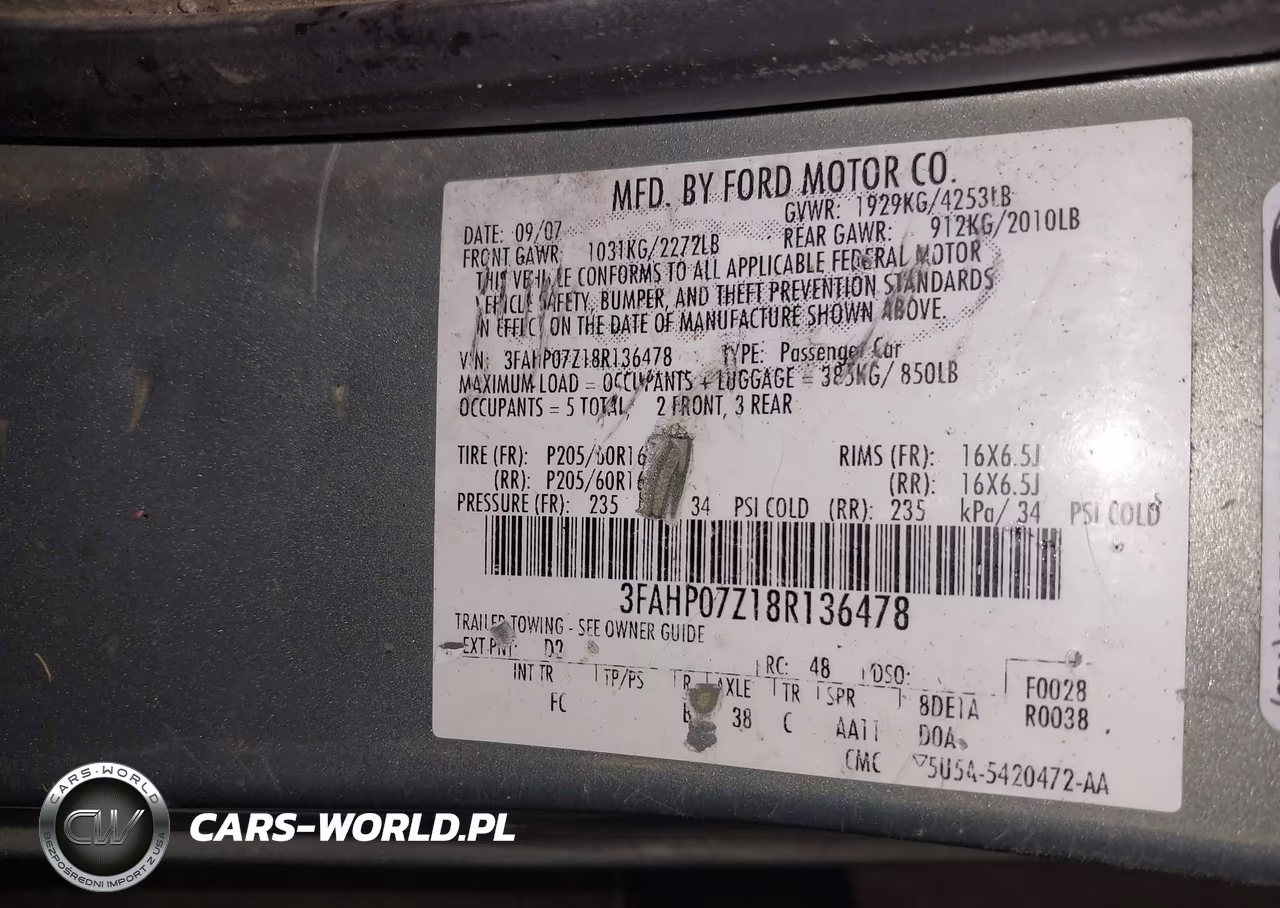 2008 Ford Fusion Se VIN:3FAHP07Z18R136478 - 9