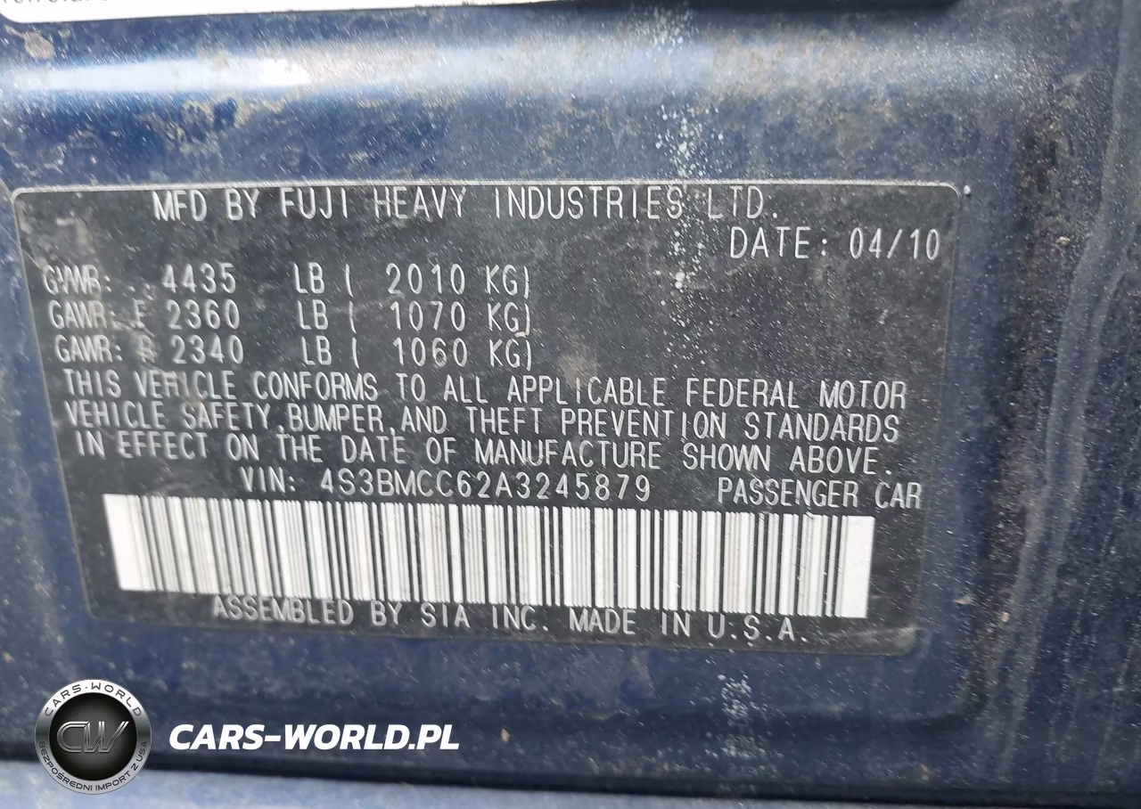 2010 Subaru Legacy 2.5I Premium VIN:4S3BMCC62A3245879 - 9