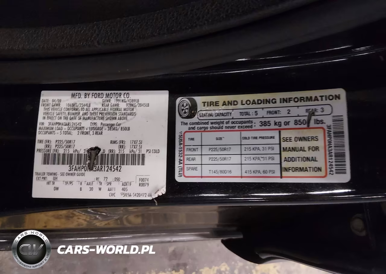 2010 Ford Fusion Se VIN:3FAHP0HA3AR124542 - 9