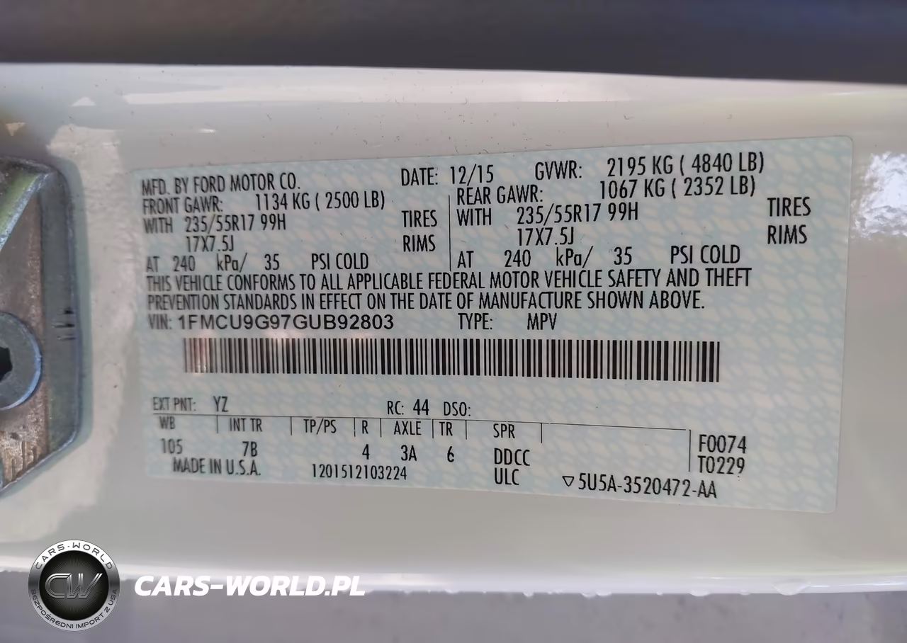 2016 Ford Escape Se VIN:1FMCU9G97GUB92803 - 9