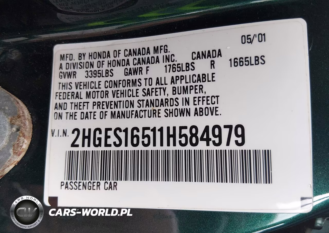 2001 Honda Civic Lx VIN:2HGES16511H584979 - 9