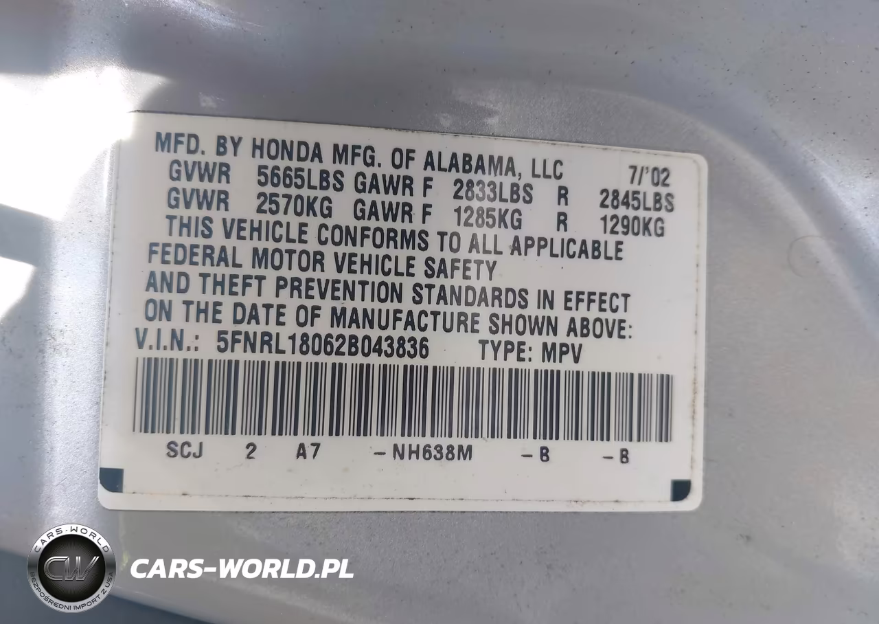 2002 Honda Odyssey Ex-L VIN:5FNRL18062B043836 - 9