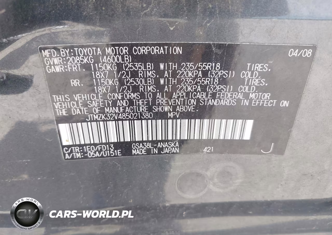 2008 Toyota Rav4 Sport V6 VIN:JTMZK32V485021380 - 9