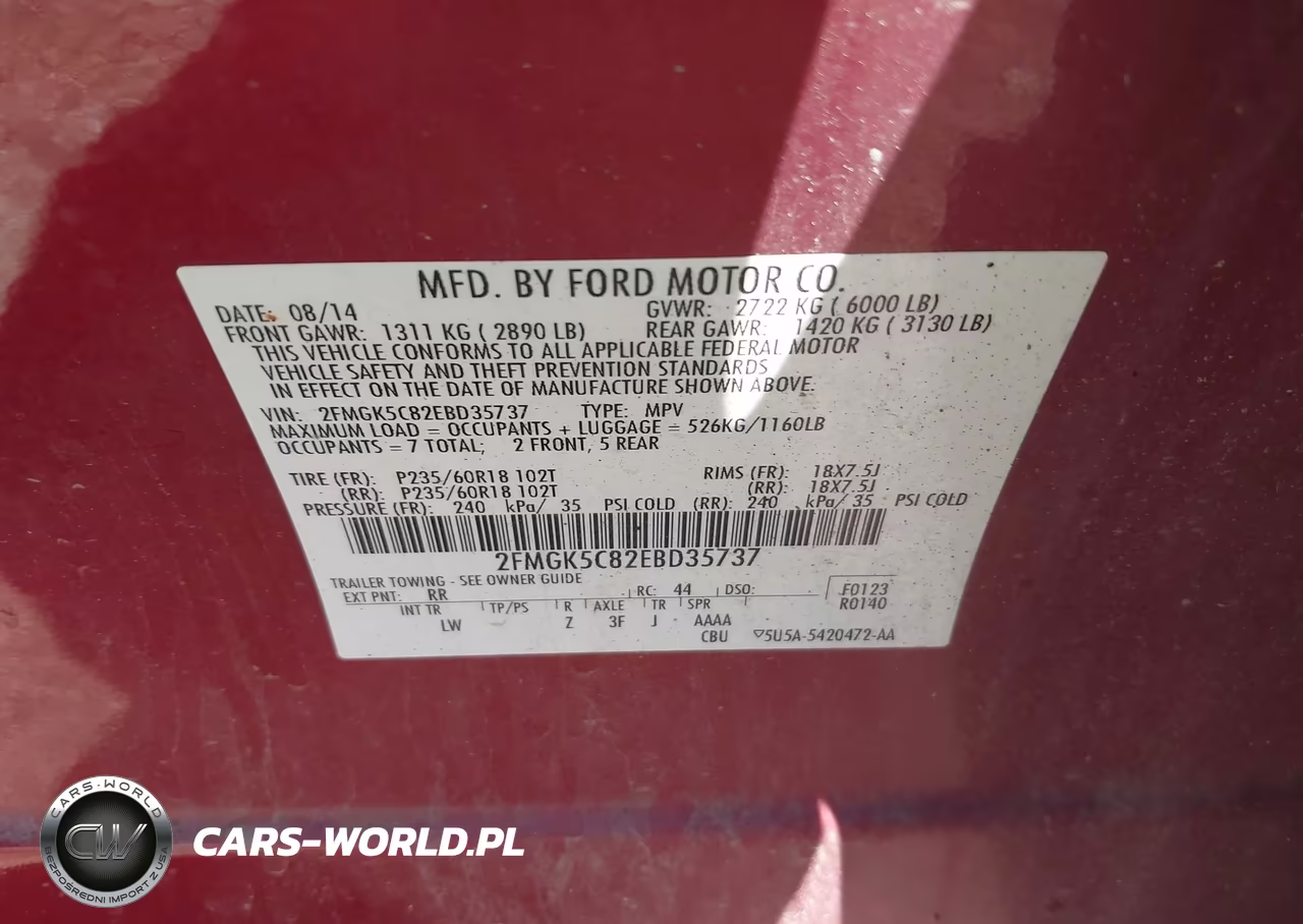 2014 Ford Flex Sel VIN:2FMGK5C82EBD35737 - 9