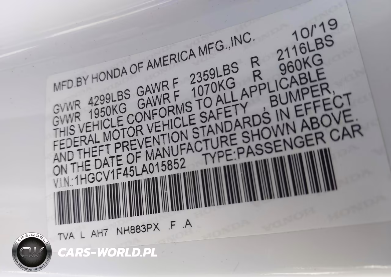 2020 Honda Accord Ex VIN:1HGCV1F45LA015852 - 9