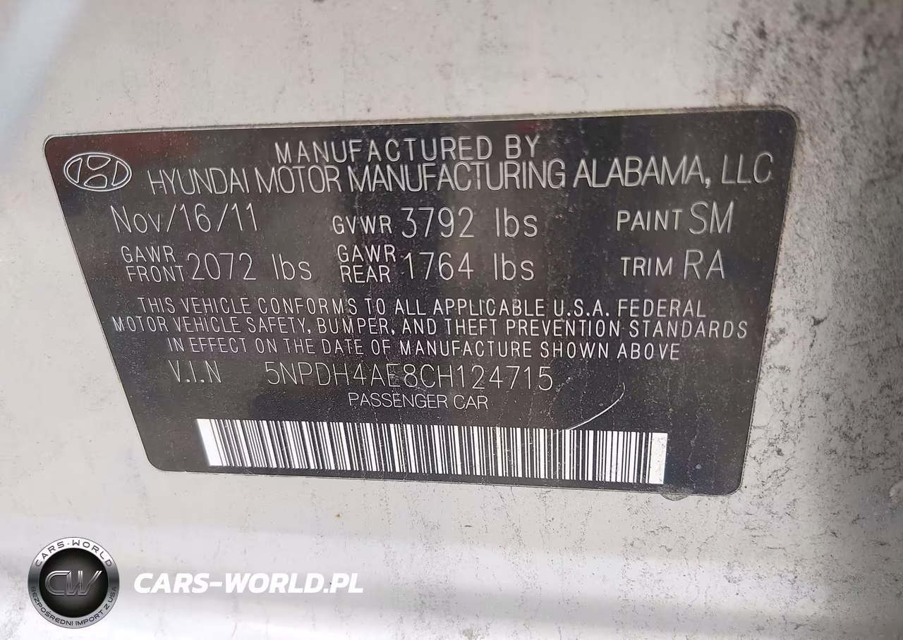 2012 Hyundai Elantra Gls VIN:5NPDH4AE8CH124715 - 9