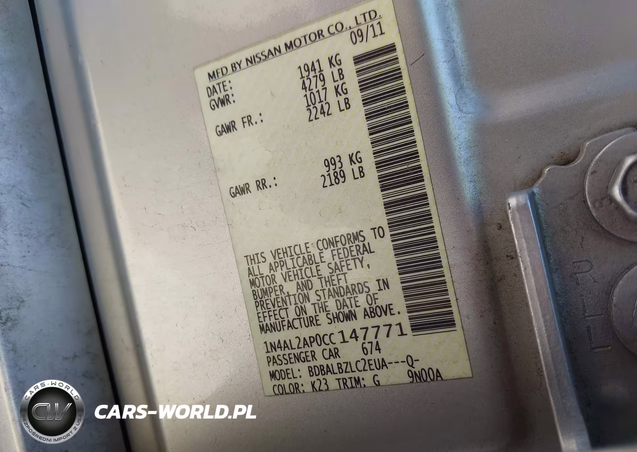 2012 Nissan Altima 2.5 S VIN:1N4AL2AP0CC147771 - 9