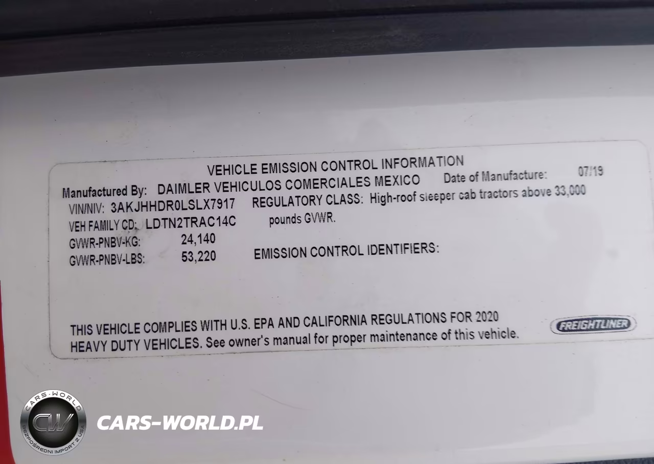 2020 Freightliner New Cascadia 126 VIN:3AKJHHDR0LSLX7917 - 8