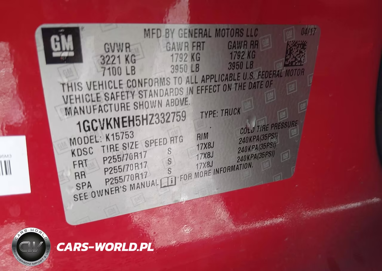 2017 Chevrolet Silverado 1500 Wt VIN:1GCVKNEH5HZ332759 - 9
