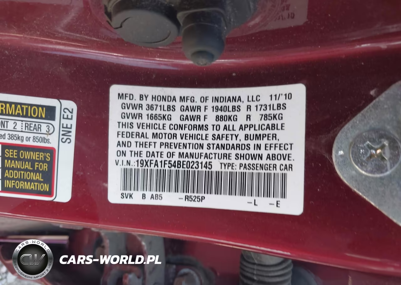 2011 Honda Civic Lx VIN:19XFA1F54BE023145 - 9