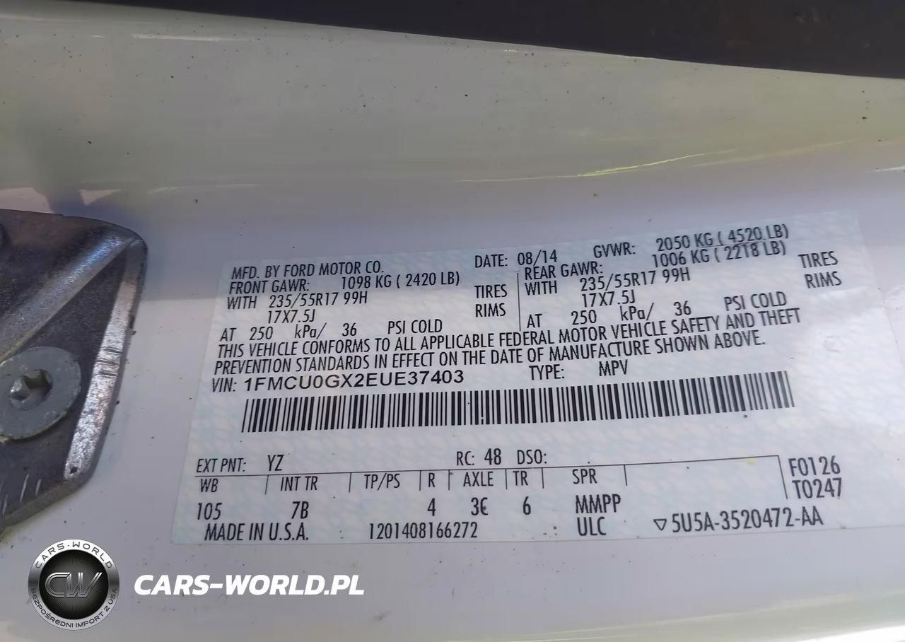 2014 Ford Escape Se VIN:1FMCU0GX2EUE37403 - 9