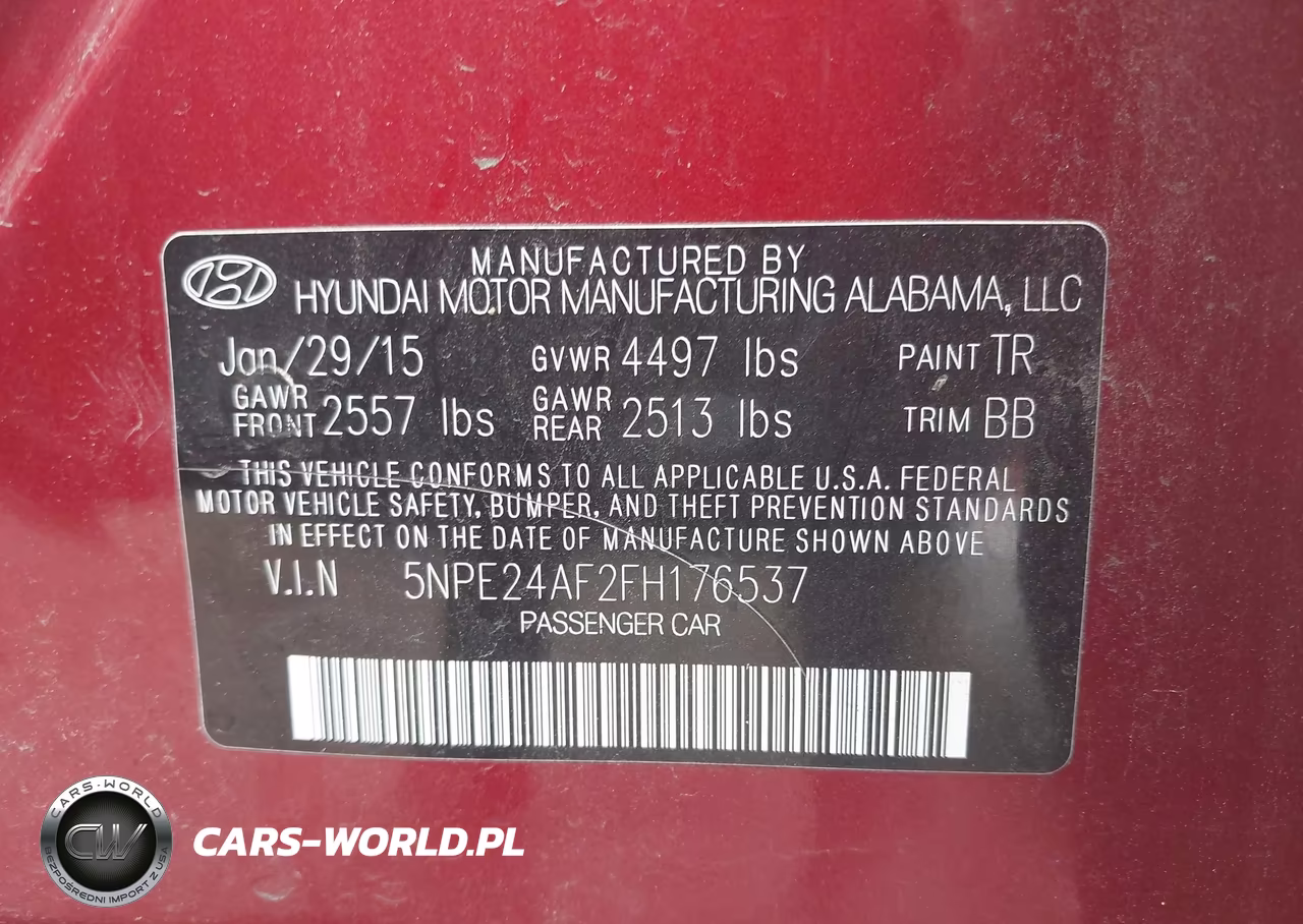 HYUNDAI SONATA SE VIN:5NPE24AF2FH176537 - 9