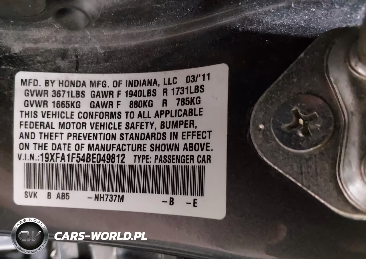 2011 Honda Civic Lx VIN:19XFA1F54BE049812 - 9
