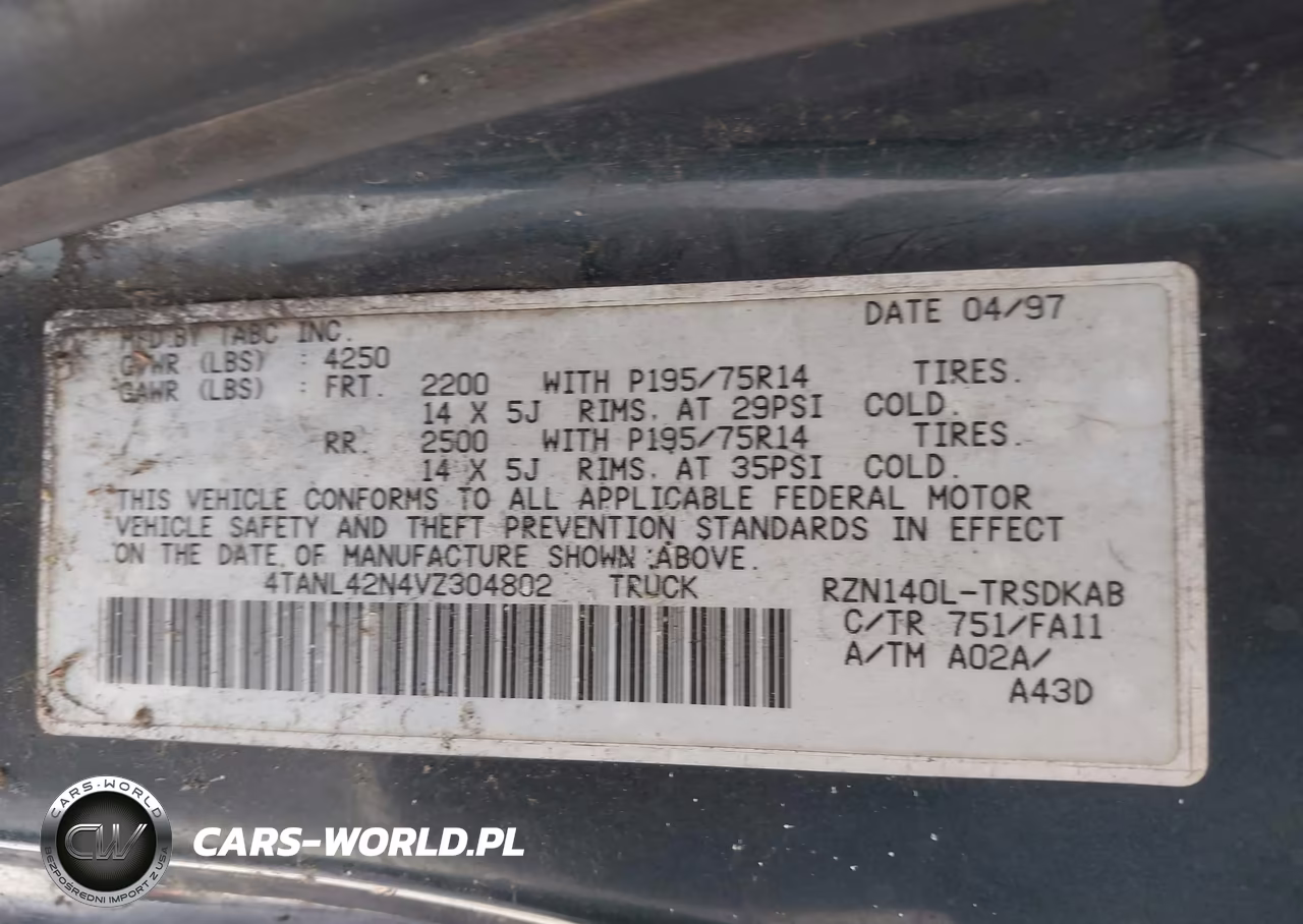 1997 Toyota Tacoma VIN:4TANL42N4VZ304802 - 9