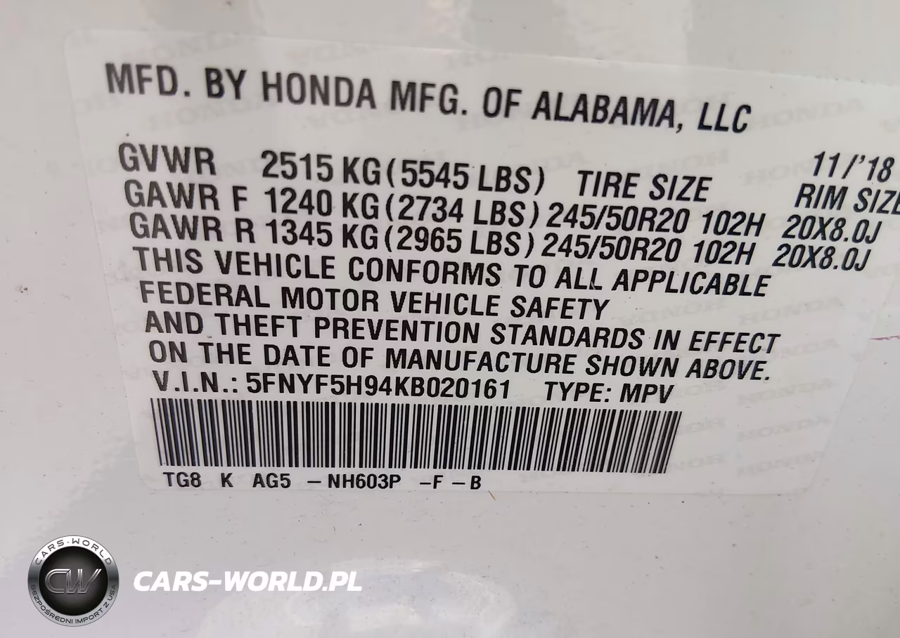 2019 Honda Pilot Touring VIN:5FNYF5H94KB020161 - 9