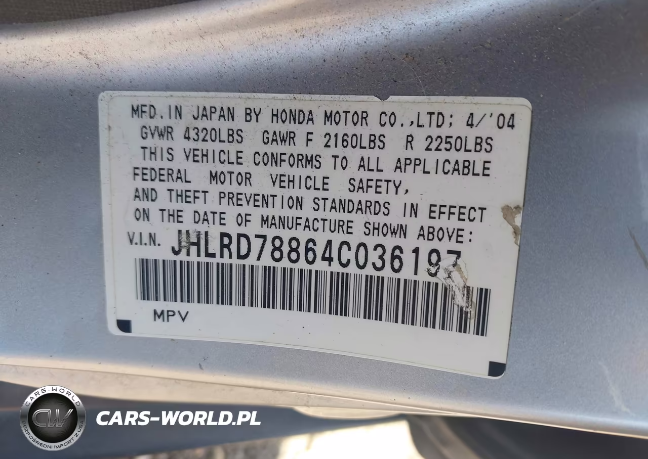 2004 Honda Cr-V Ex VIN:JHLRD78864C036197 - 9