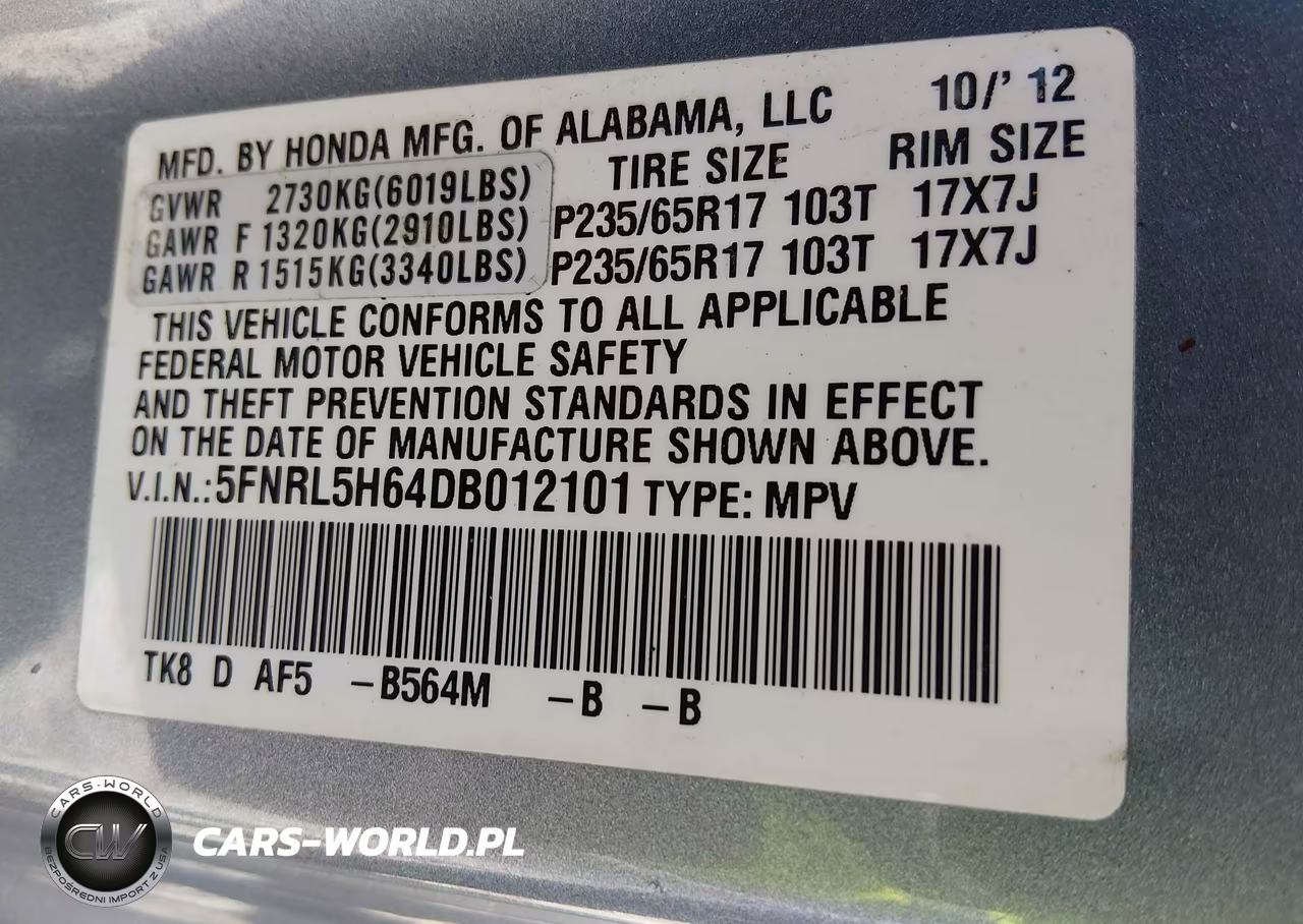 2013 Honda Odyssey Ex-L VIN:5FNRL5H64DB012101 - 9