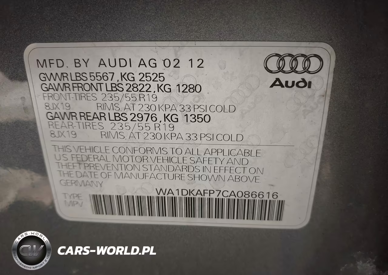 2012 Audi Q5 3.2 Premium Plus VIN:WA1DKAFP7CA086616 - 9