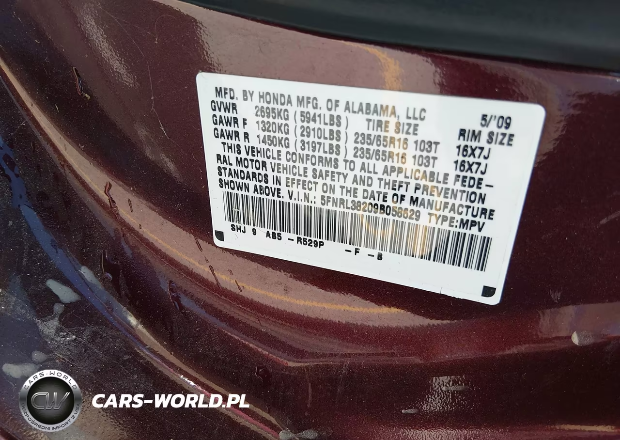 2009 Honda Odyssey Lx VIN:5FNRL38209B058629 - 9