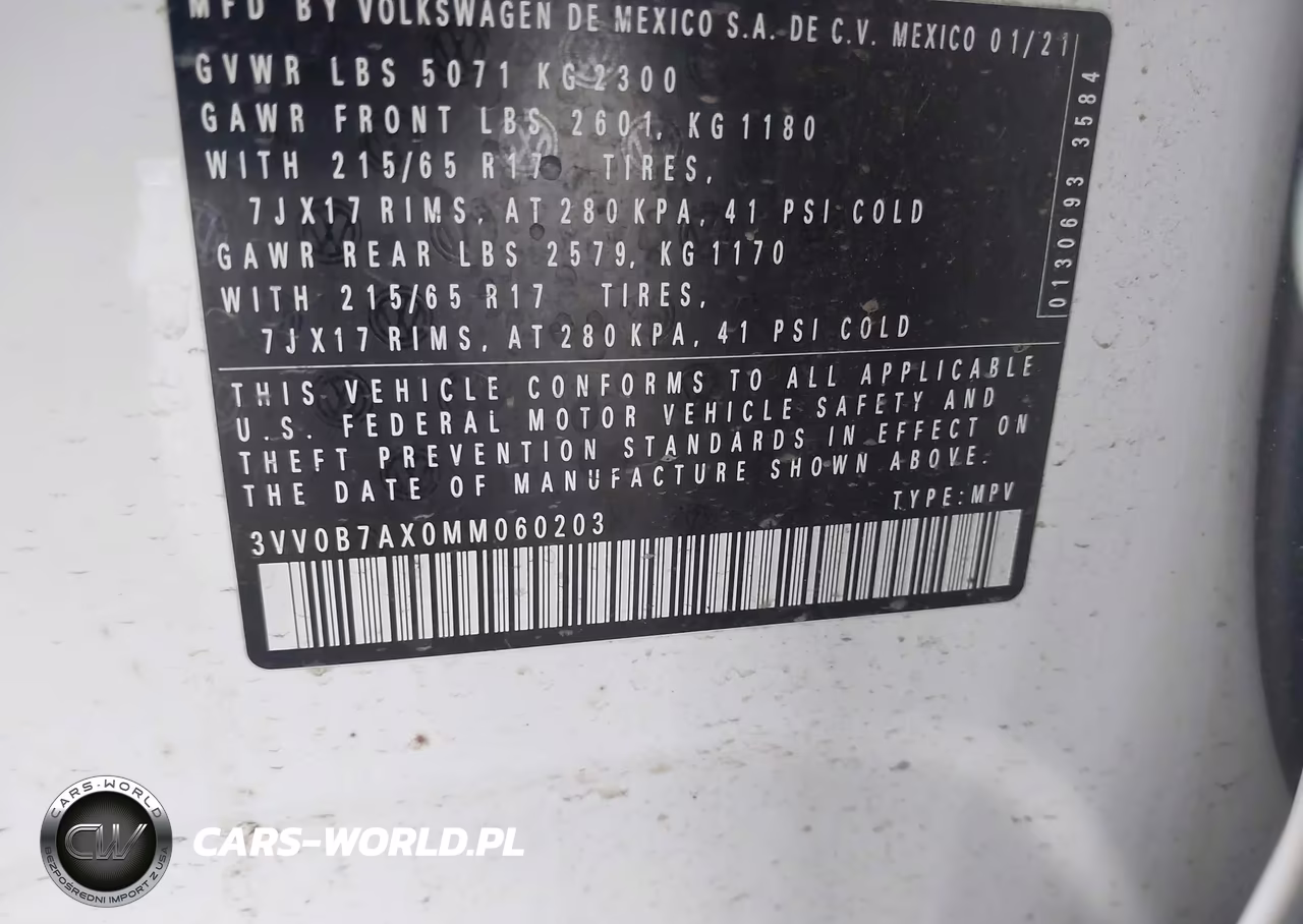 2021 Volkswagen Tiguan 2.0T S VIN:3VV0B7AX0MM060203 - 9