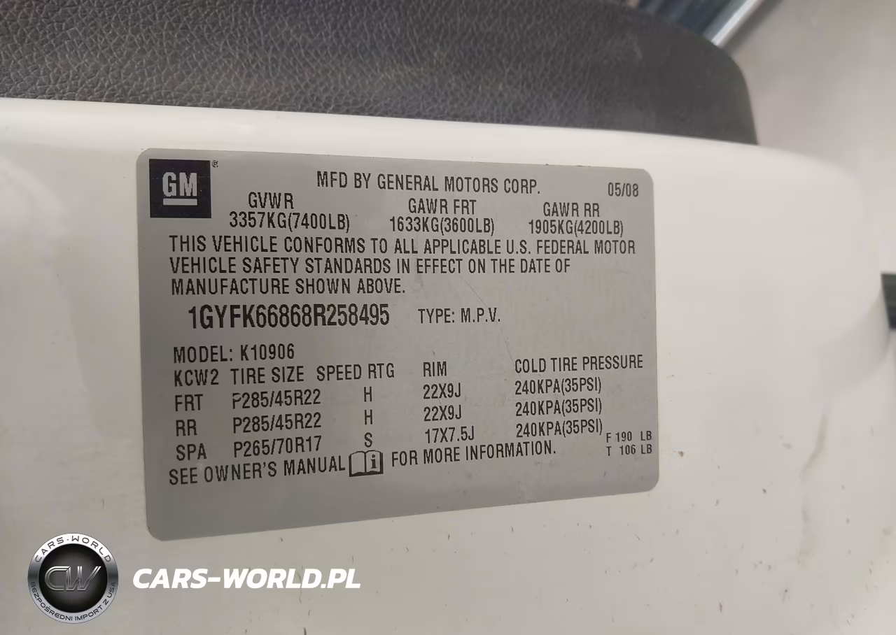 2008 Cadillac Escalade Esv Standard VIN:1GYFK66868R258495 - 9