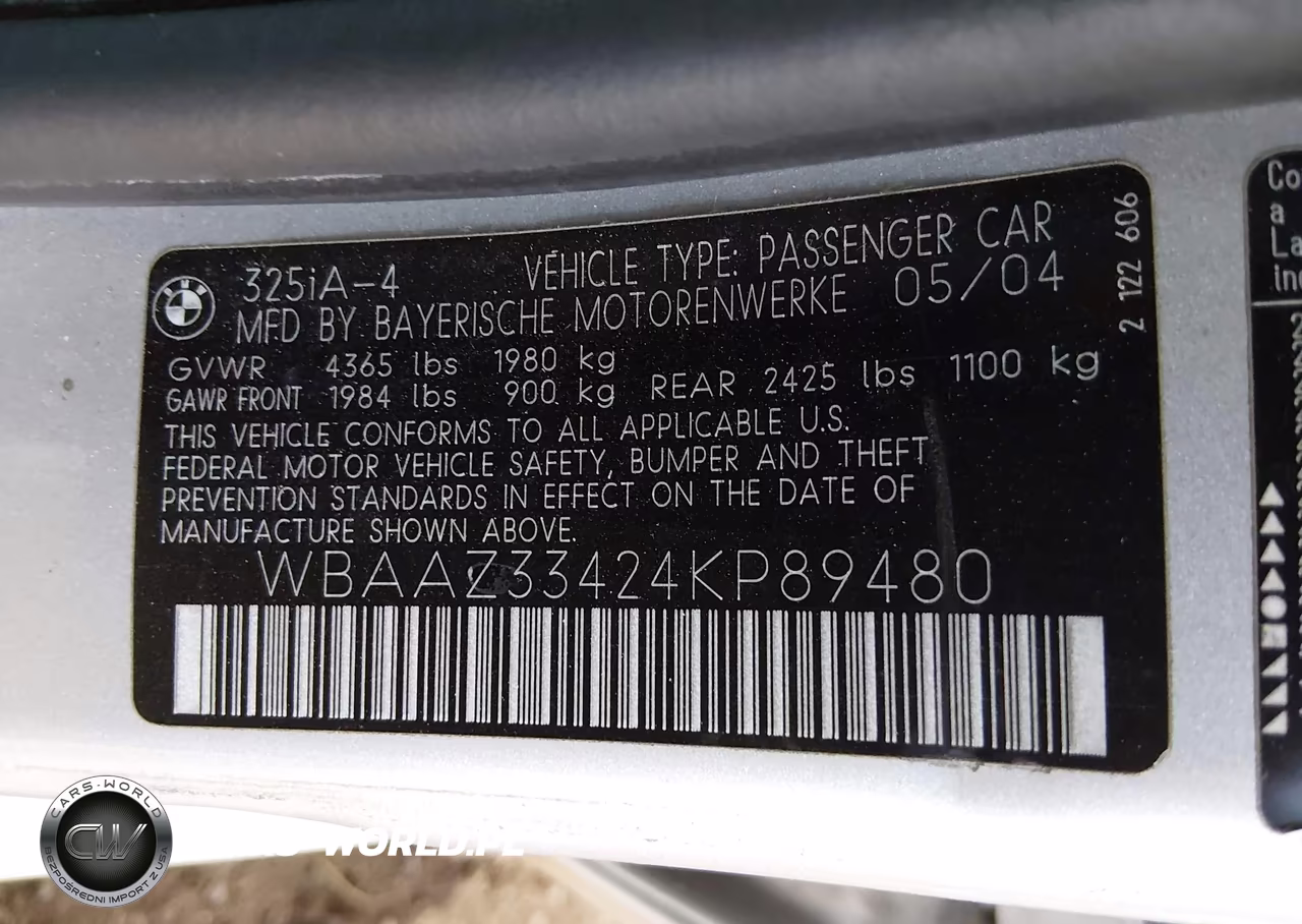 2004 BMW 325I VIN:WBAAZ33424KP89480 - 9