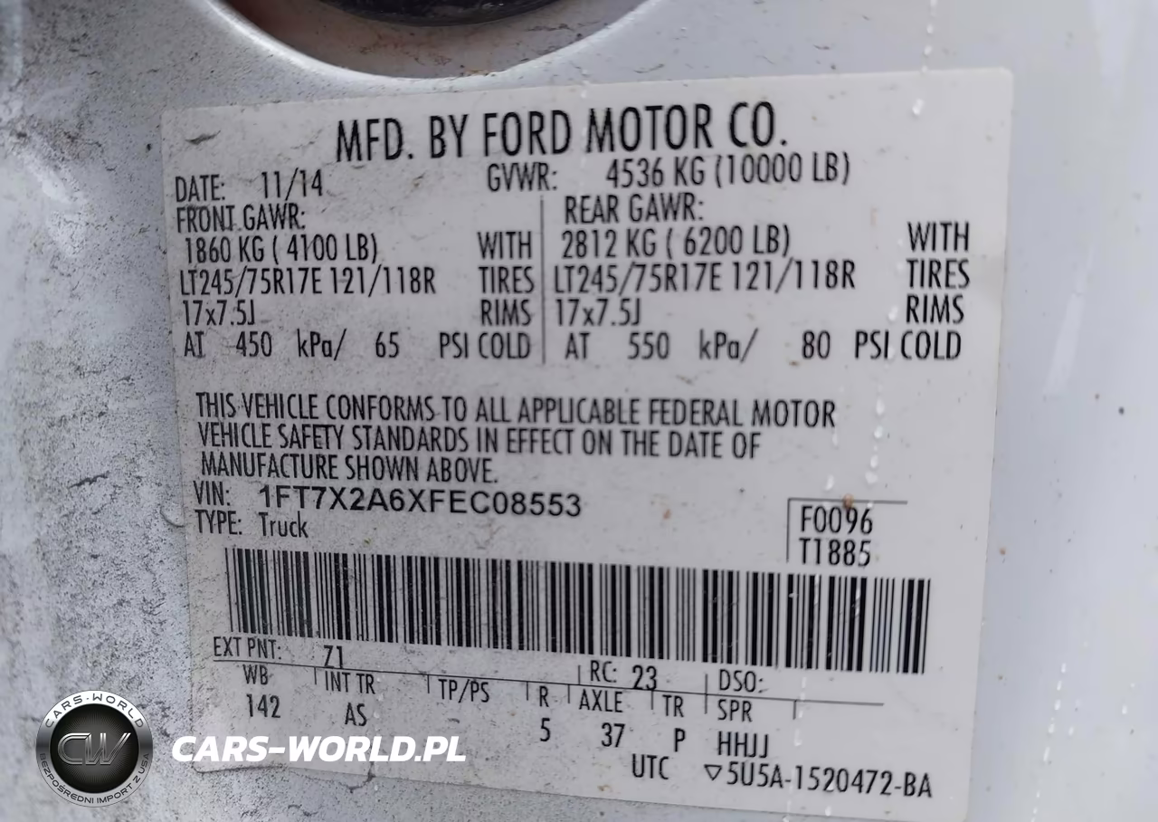 2015 Ford F-250 Xl VIN:1FT7X2A6XFEC08553 - 9