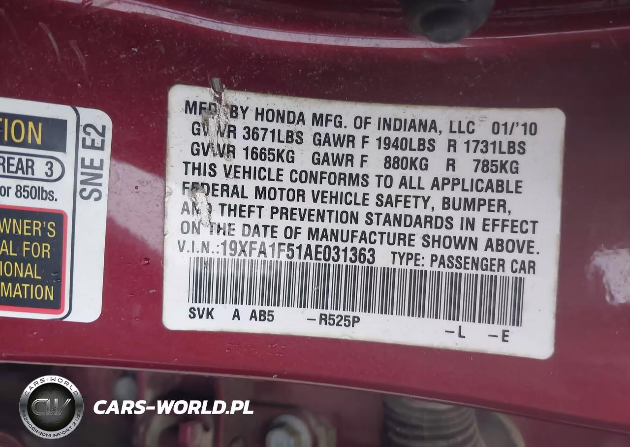 2010 Honda Civic Lx VIN:19XFA1F51AE031363 - 9