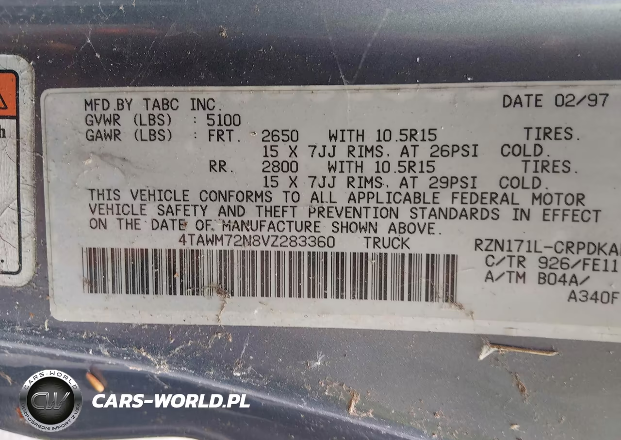 1997 Toyota Tacoma VIN:4TAWM72N8VZ283360 - 9
