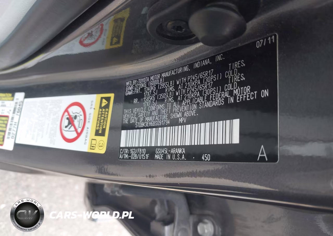 2011 Toyota Highlander Base V6 VIN:5TDBK3EH6BS091794 - 9