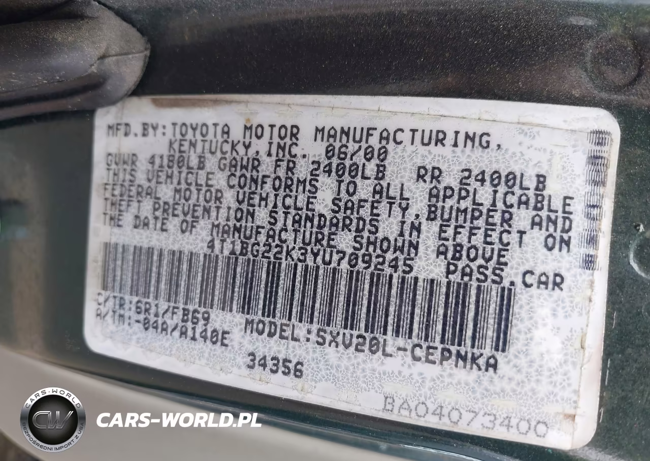 2000 Toyota Camry Ce-Le-Xle VIN:4T1BG22K3YU709245 - 9