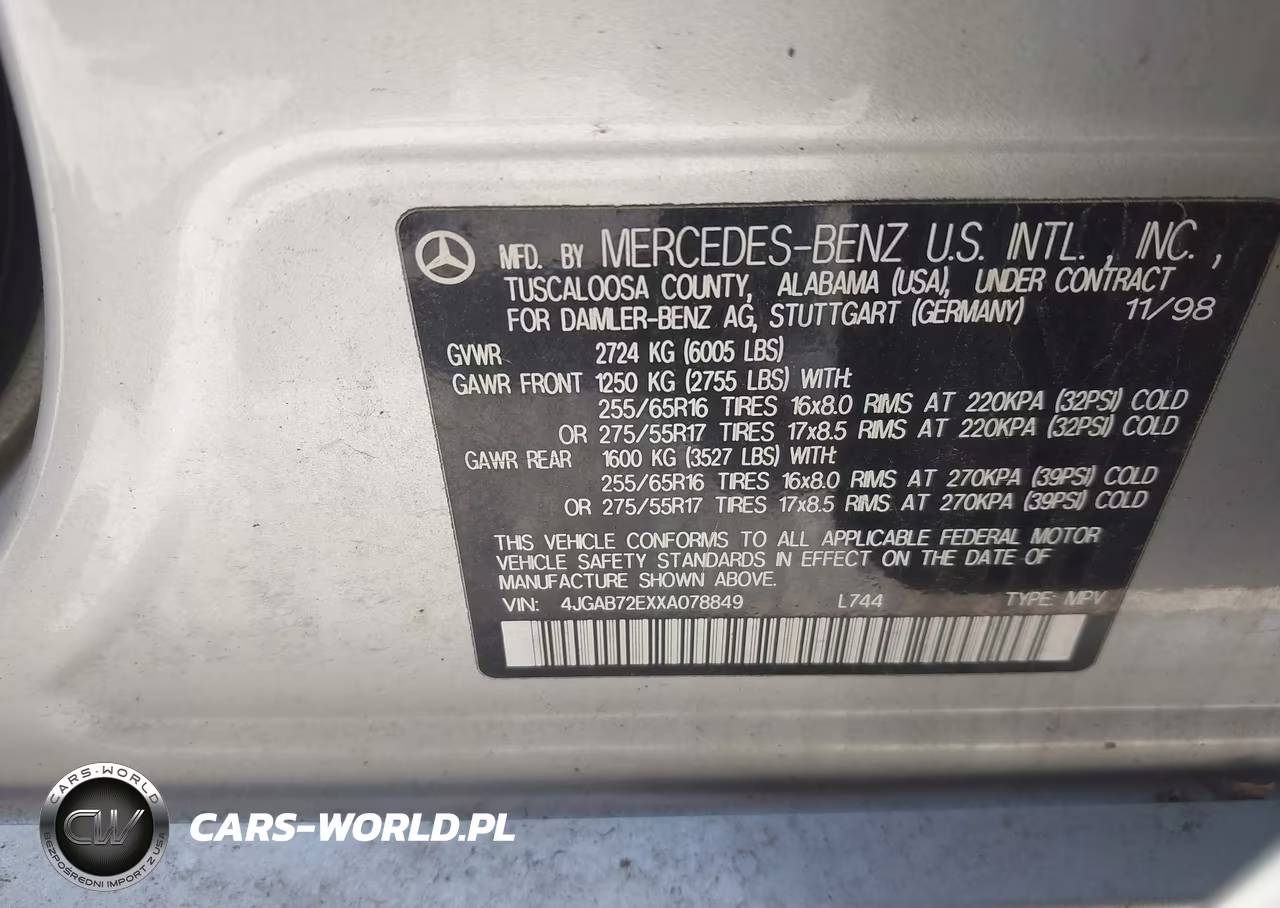 1999 Mercedes-Benz Ml 430 VIN:4JGAB72EXXA078849 - 9