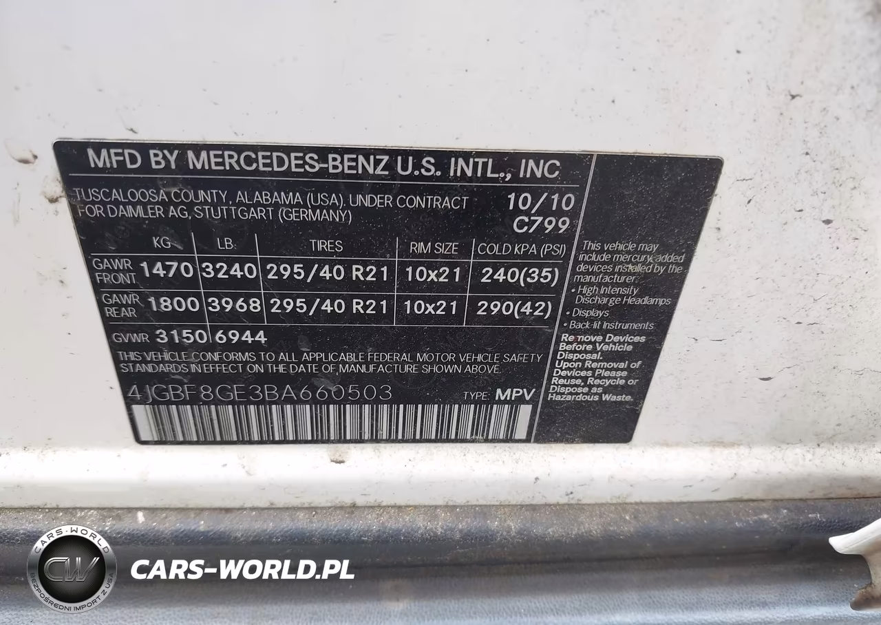 2011 Mercedes-Benz Gl 550 4Matic VIN:4JGBF8GE3BA660503 - 9