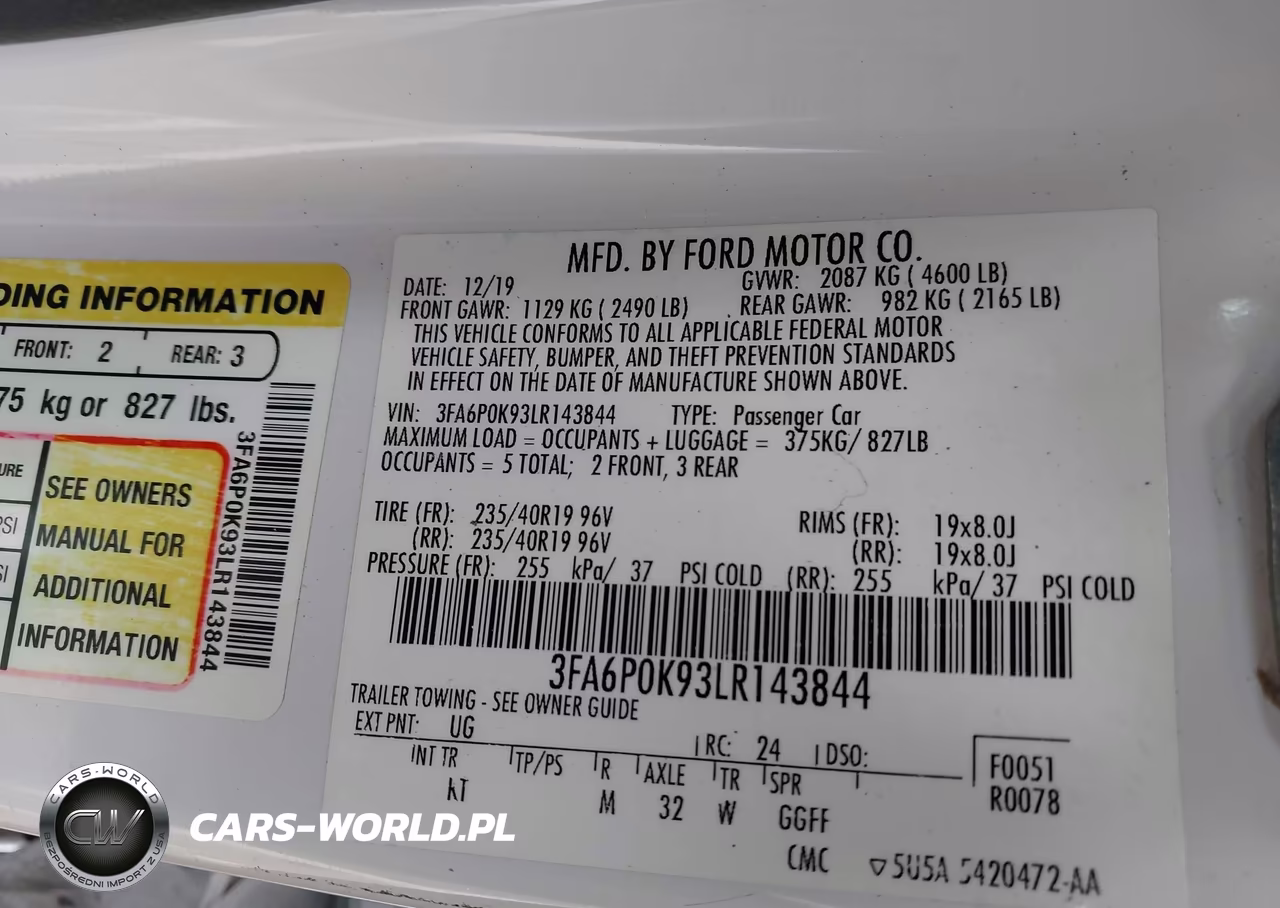 2020 Ford Fusion Titanium VIN:3FA6P0K93LR143844 - 9