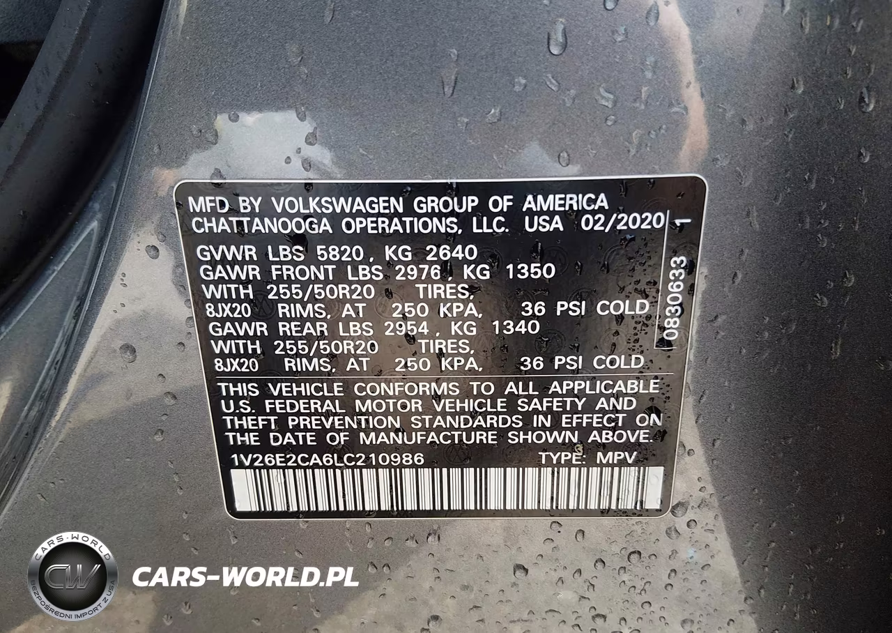 2020 Volkswagen Atlas Cross Sport 3.6L V6 Se W-Technology-3.6L V6 Se W-Technology R-Line VIN:1V26E2CA6LC210986 - 9