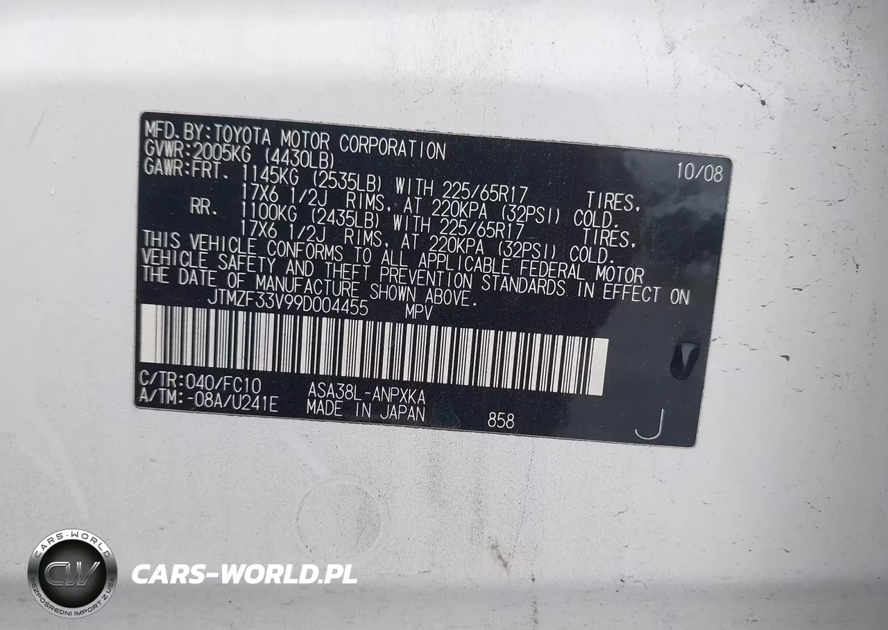 2009 Toyota Rav4 VIN:JTMZF33V99D004455 - 9