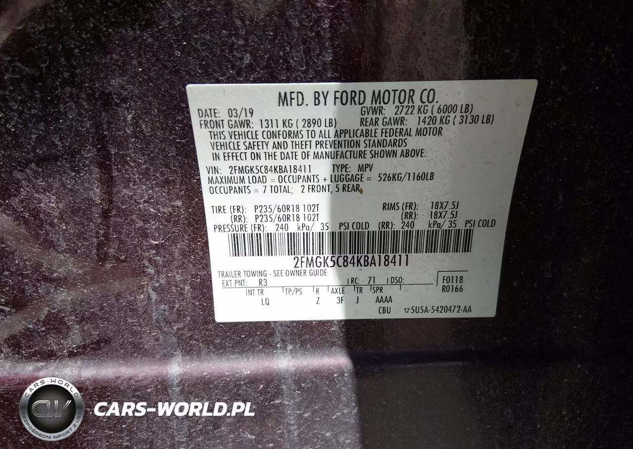 2019 Ford Flex Sel VIN:2FMGK5C84KBA18411 - 9