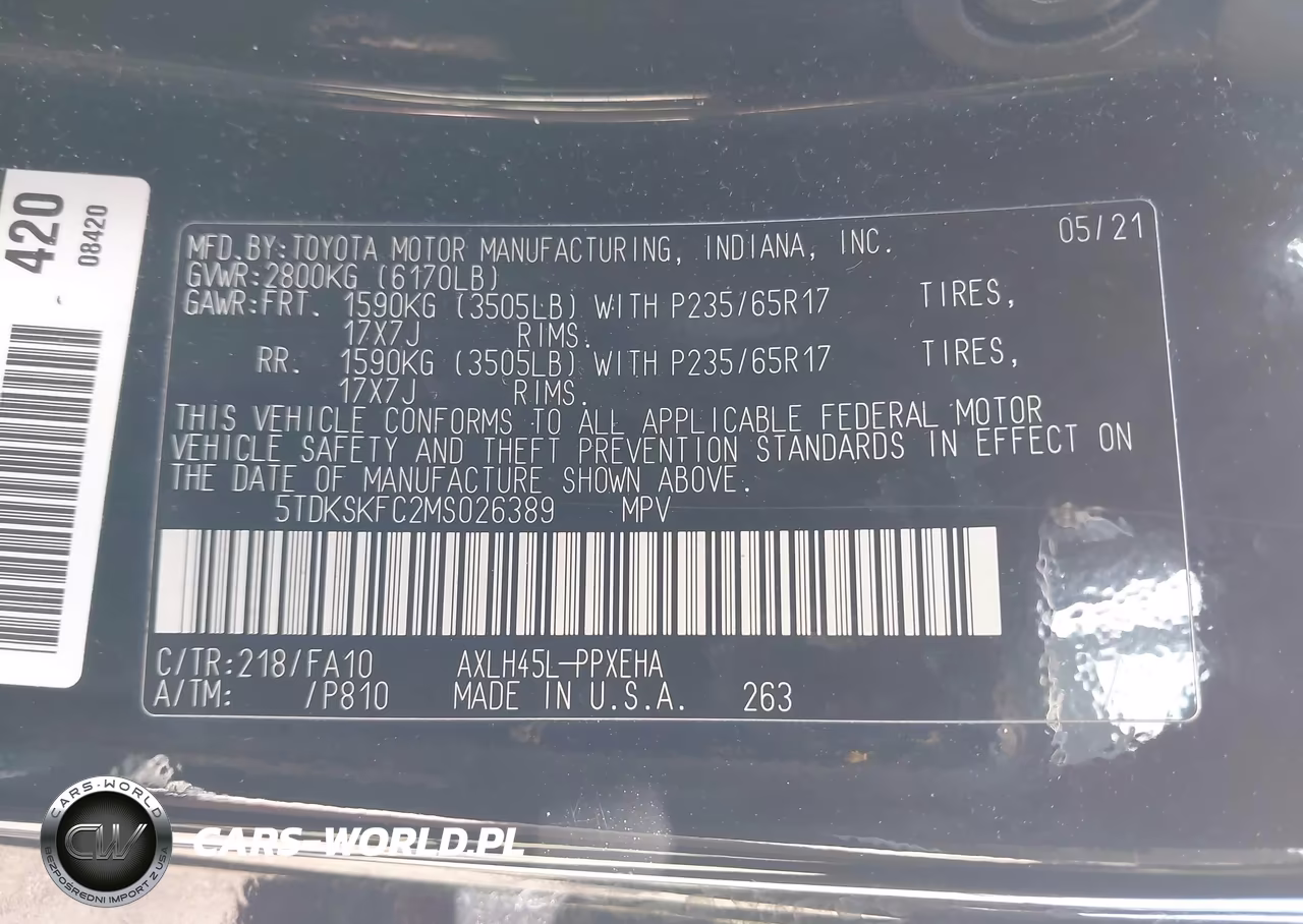 2021 Toyota Sienna Le VIN:5TDKSKFC2MS026389 - 9