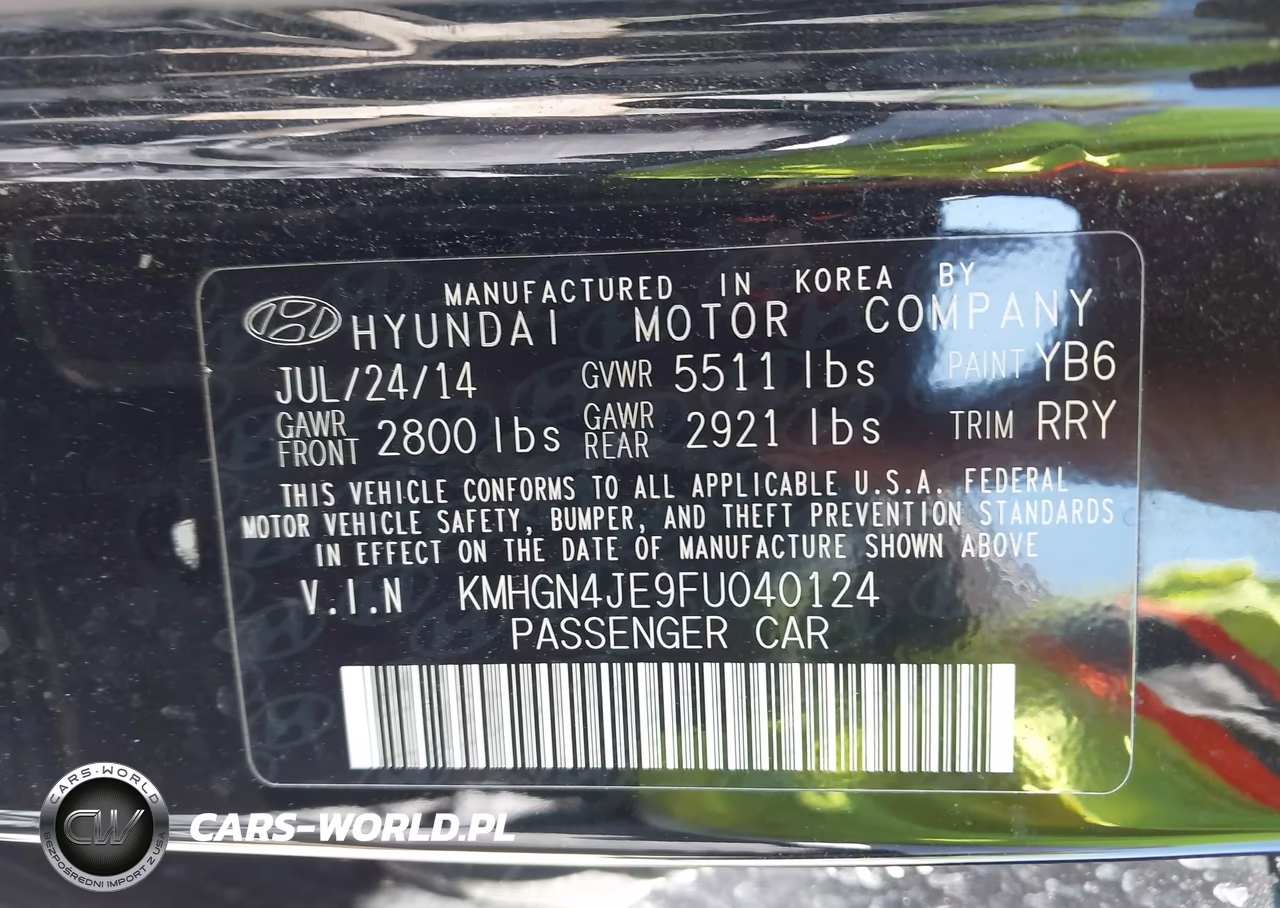 2015 Hyundai Genesis 3.8 VIN:KMHGN4JE9FU040124 - 9