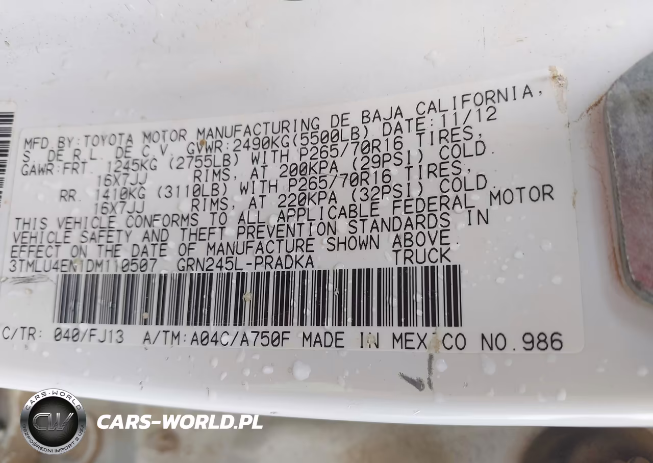 2013 Toyota Tacoma Base V6 VIN:3TMLU4EN1DM110507 - 9