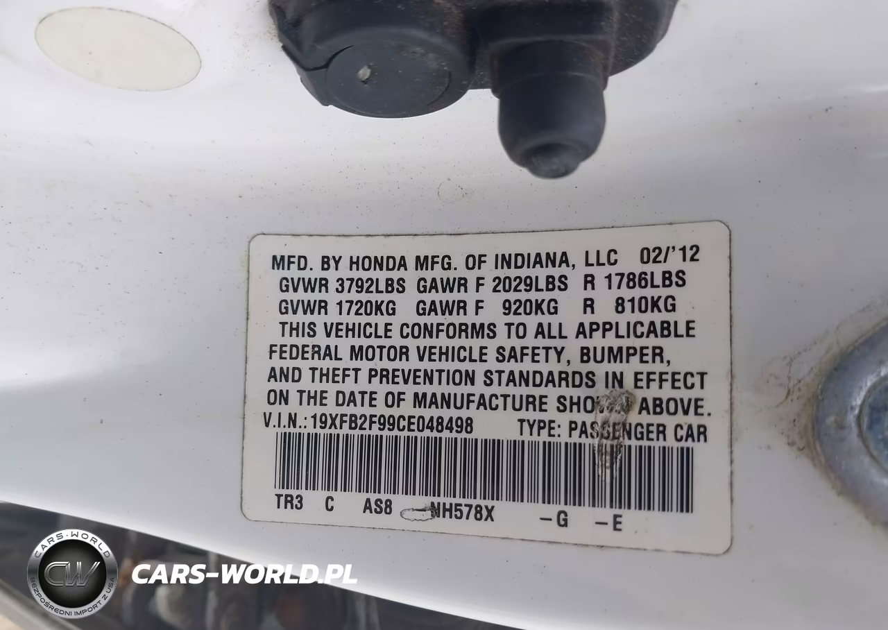 2012 Honda Civic Ex-L VIN:19XFB2F99CE048498 - 9