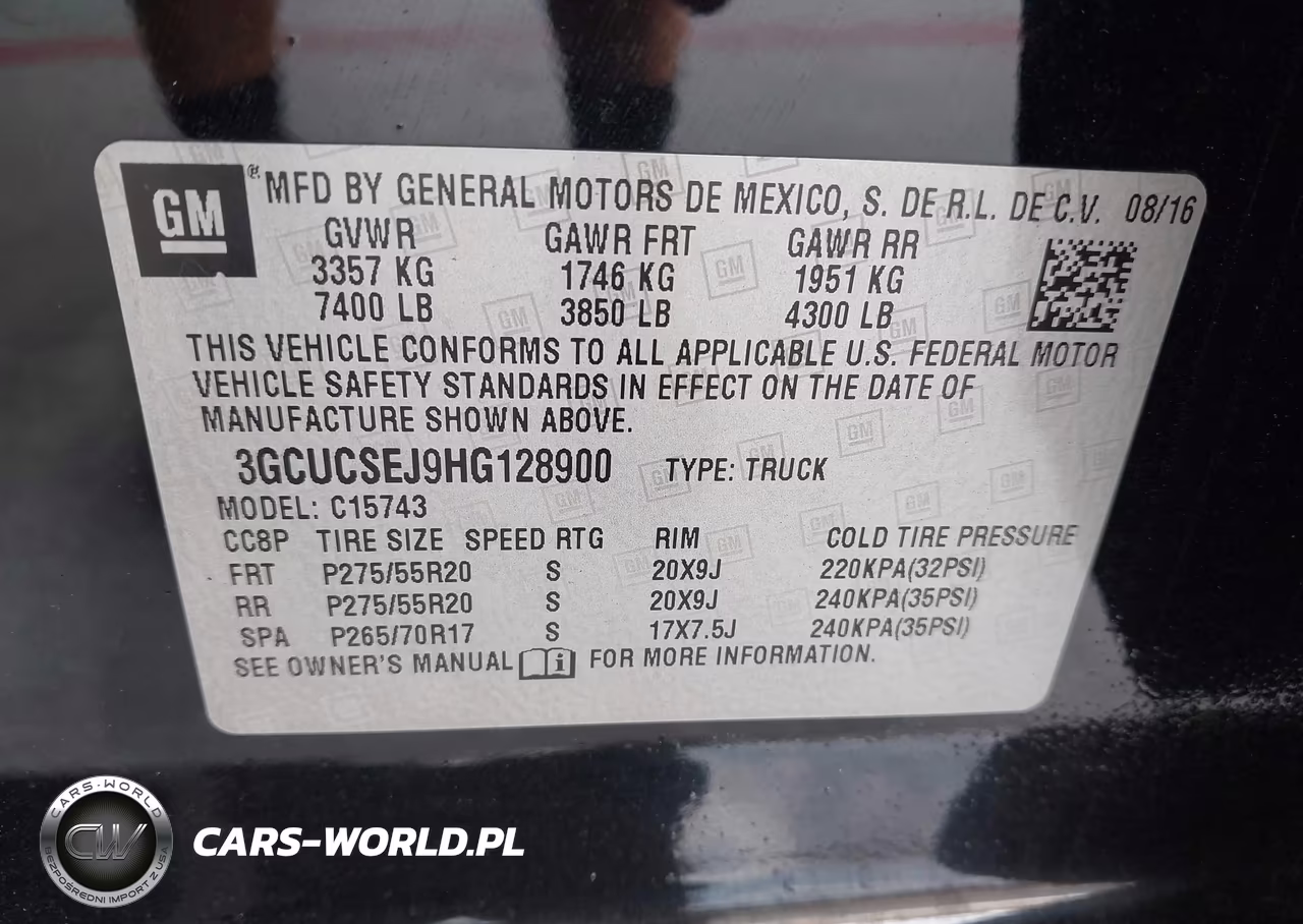 2017 Chevrolet Silverado 1500 1Lz VIN:3GCUCSEJ9HG128900 - 9