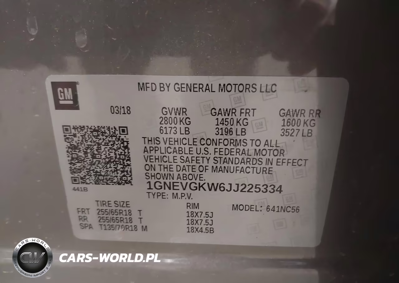 2018 Chevrolet Traverse 1Lt VIN:1GNEVGKW6JJ225334 - 9