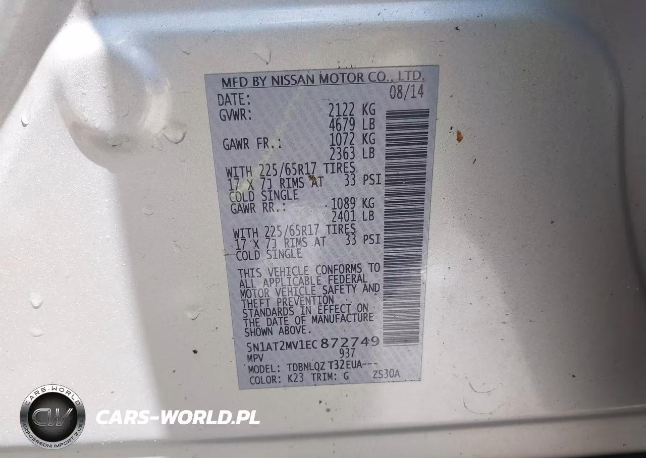 2014 Nissan Rogue Sv VIN:5N1AT2MV1EC872749 - 9