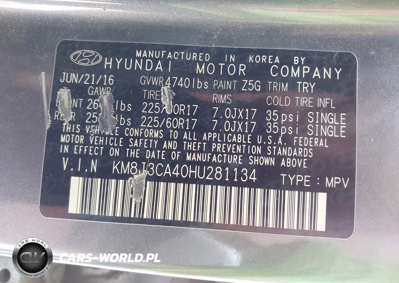 2017 Hyundai Tucson Se VIN:KM8J3CA40HU281134 - 9