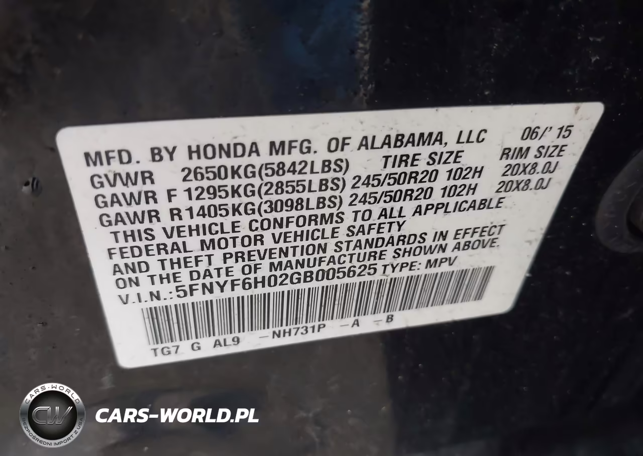 2016 Honda Pilot Elite VIN:5FNYF6H02GB005625 - 9