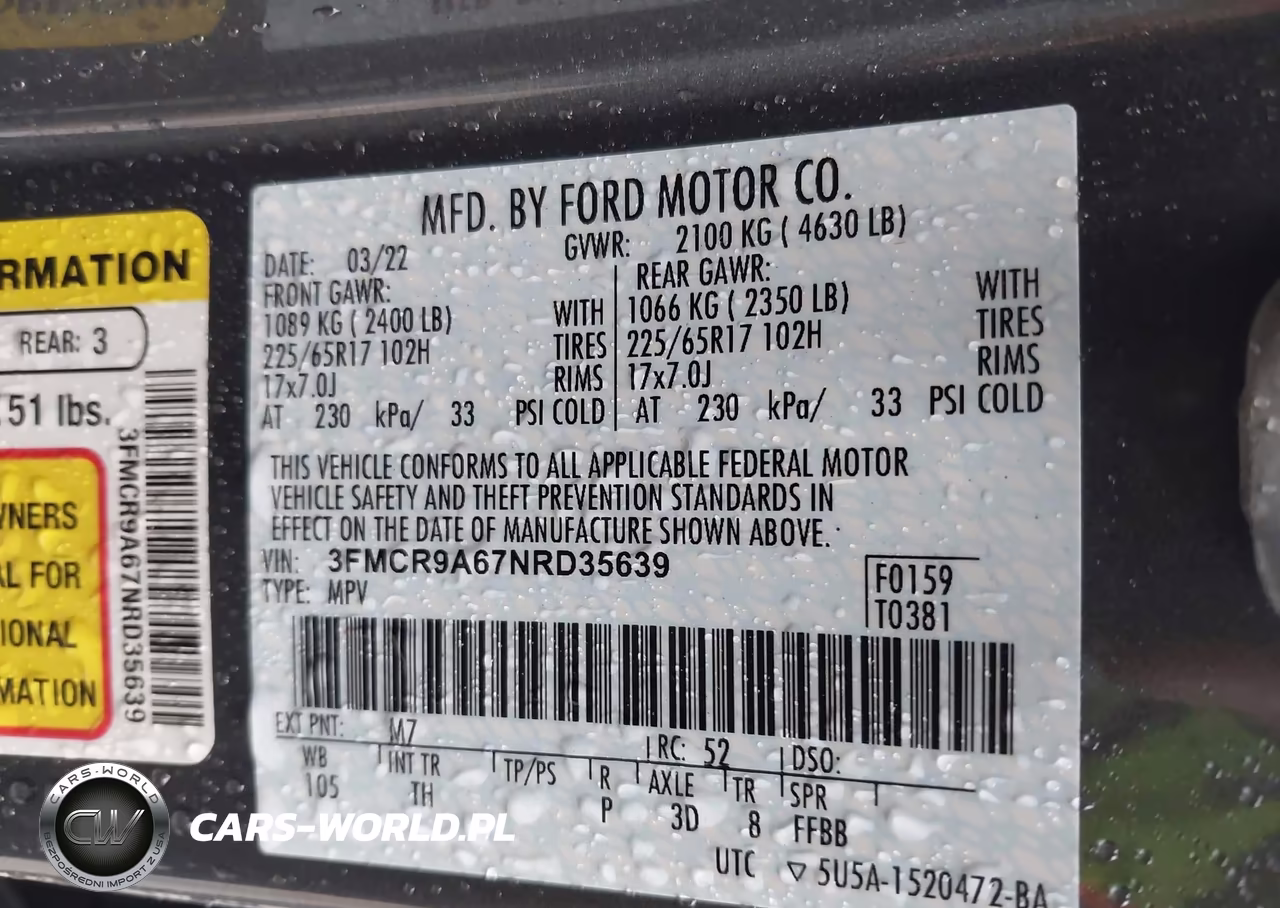 2022 Ford Bronco Sport VIN:3FMCR9A67NRD35639 - 9