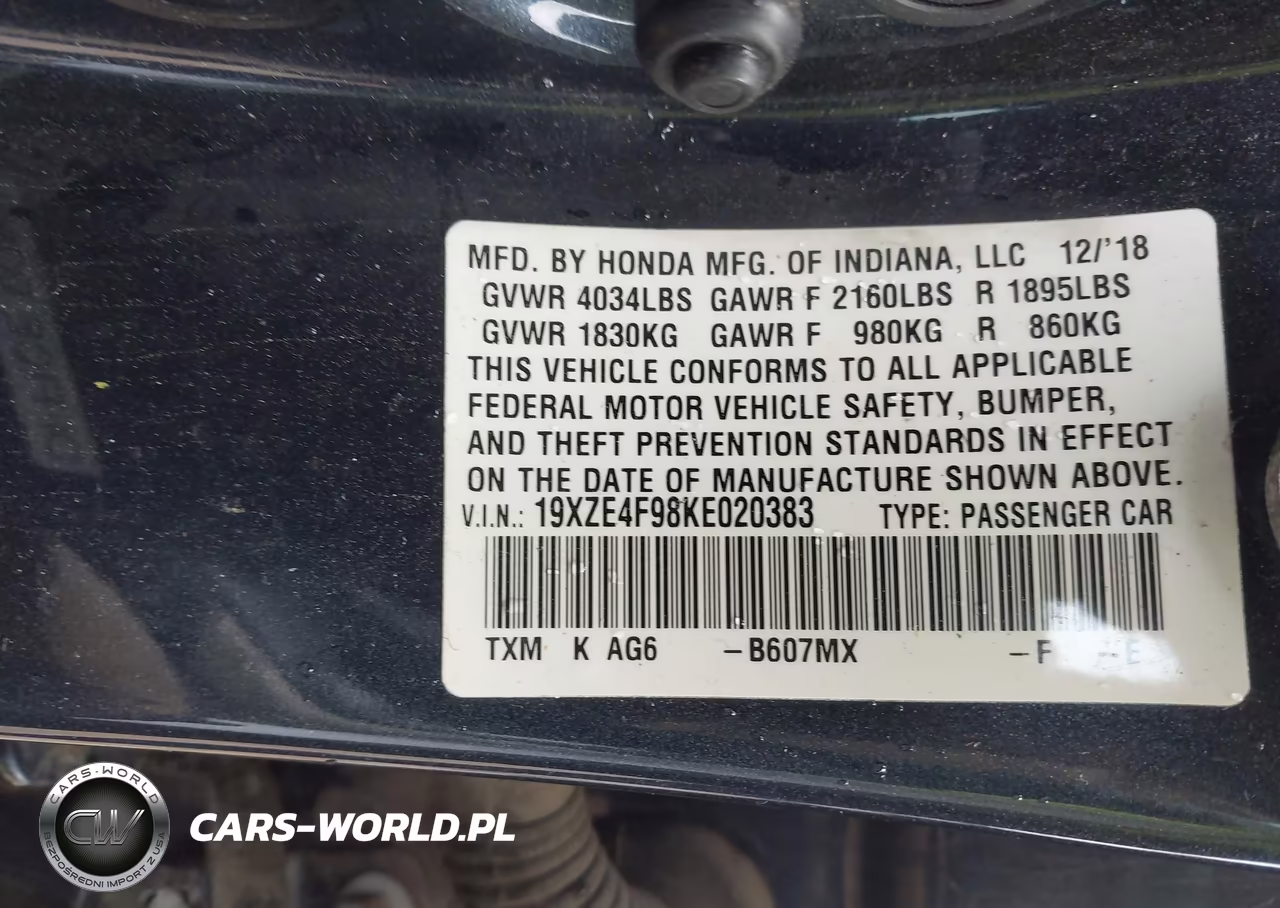 2019 Honda Insight Touring VIN:19XZE4F98KE020383 - 9